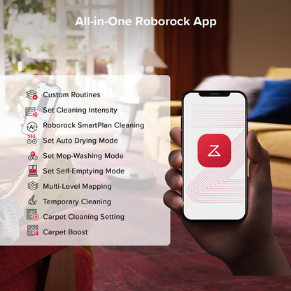 roborock Qrevo S5V Robot Vacuum and Mop, FlexiArm Edge Mopping