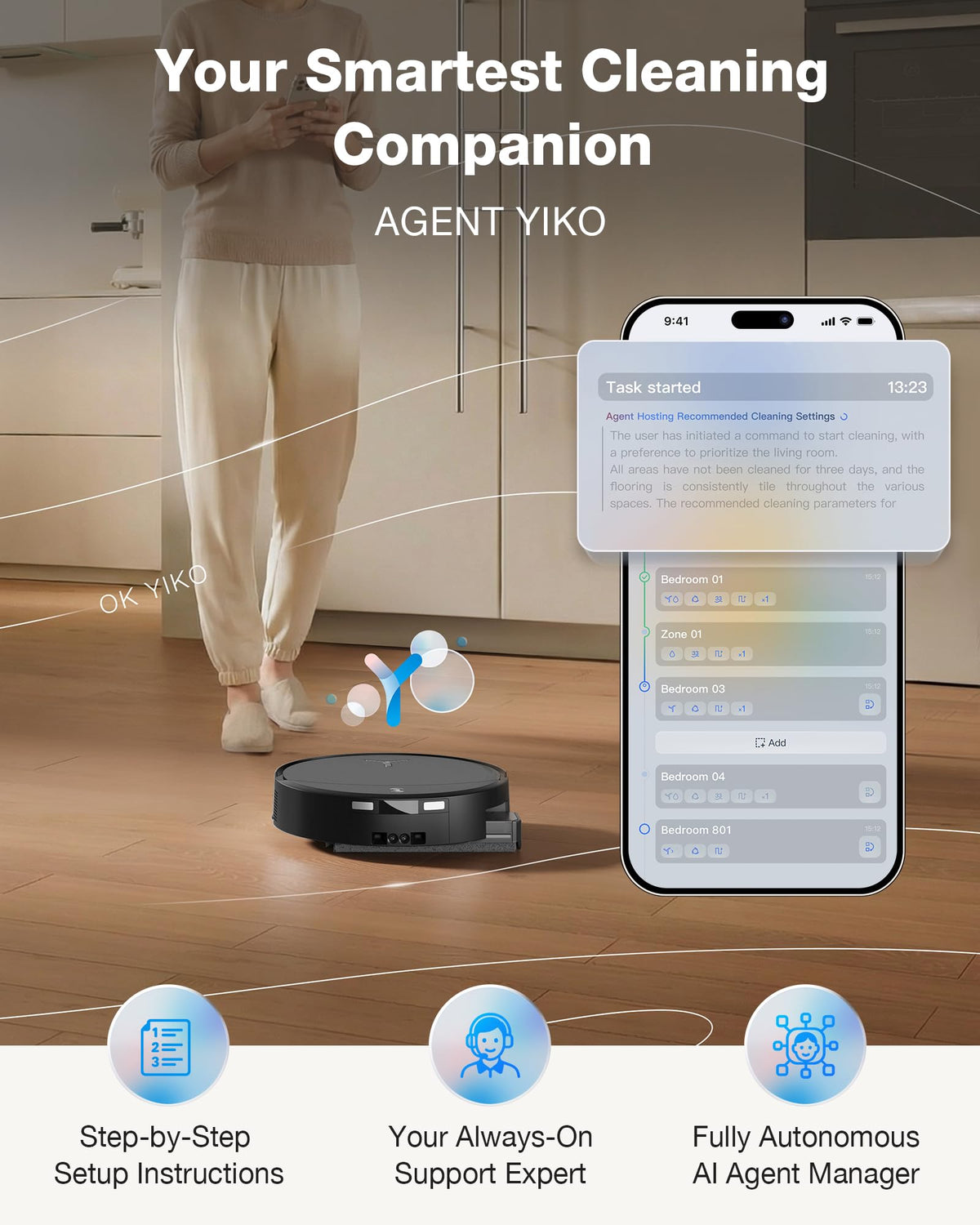 ECOVACS DEEBOT T90 PRO Omni Robot Vacuum and Mop, 30000Pa Blast Suction