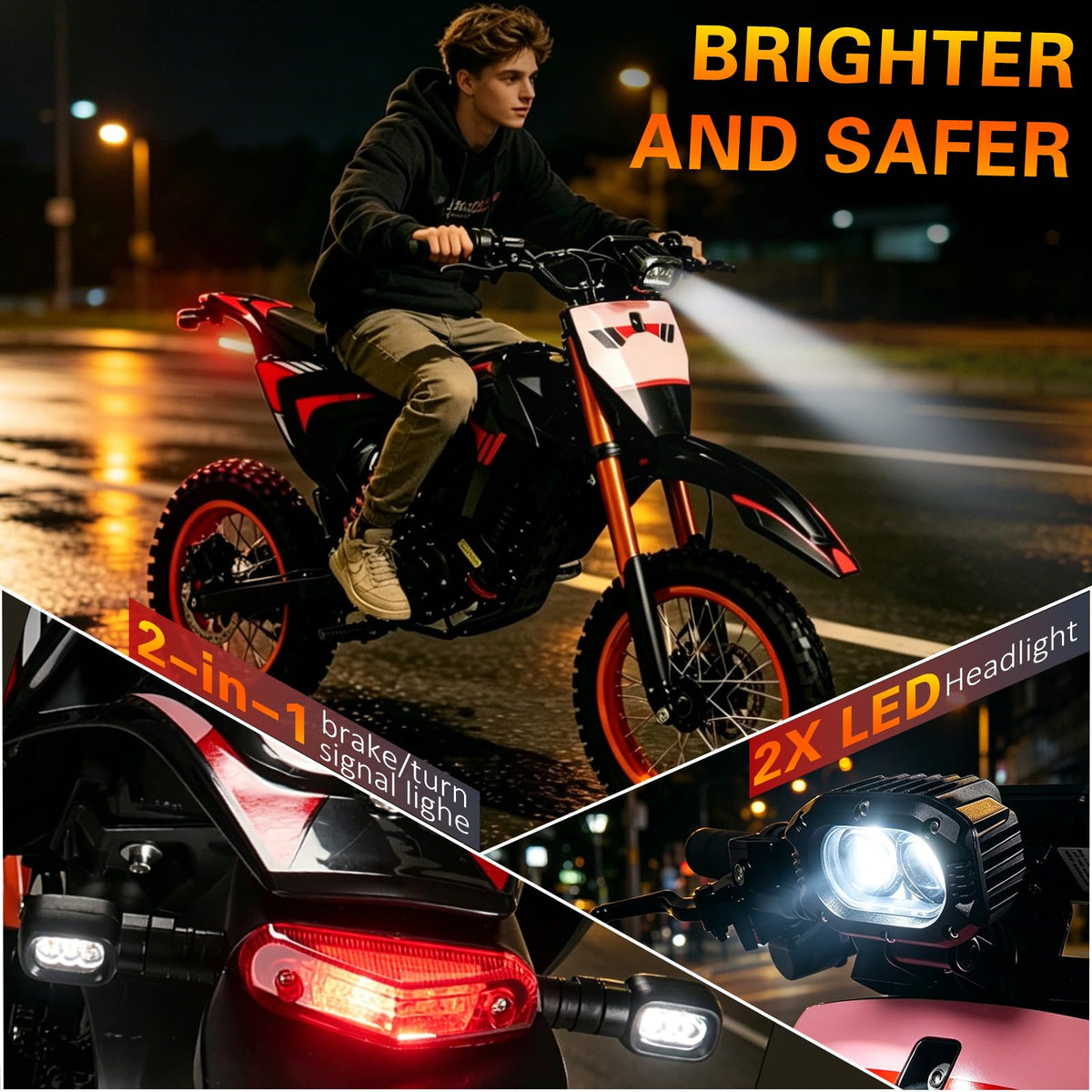 Electric Dirt Bike for Adults, 60V 28.8Ah, 4500W Peak Motor Full Suspension