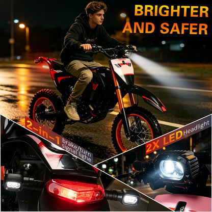 Electric Dirt Bike for Adults, 60V 28.8Ah, 4500W Peak Motor Full Suspension