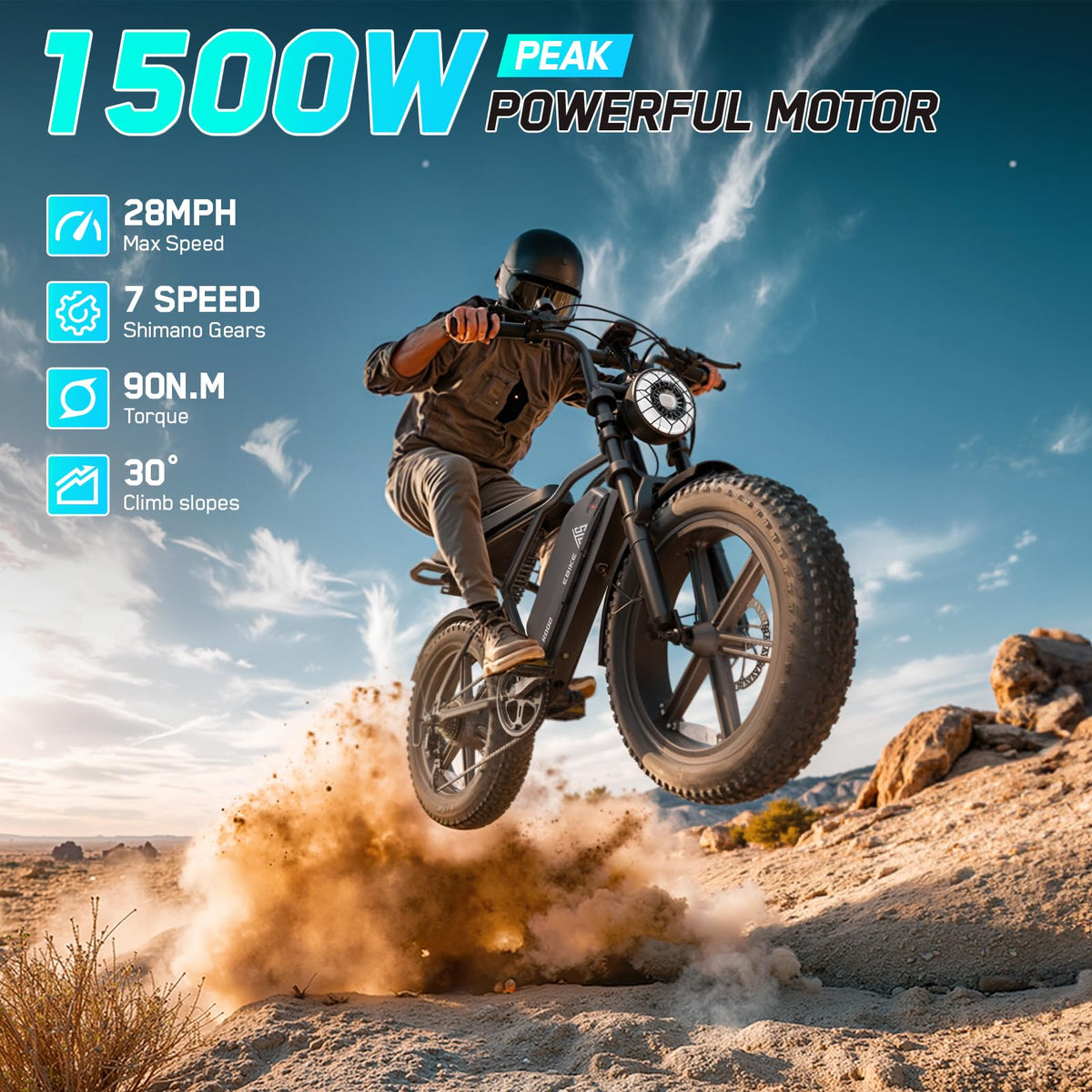TST Electric Bike for Adults, 48V 15Ah Battery, 1500W Peak Motor, Fat Tire