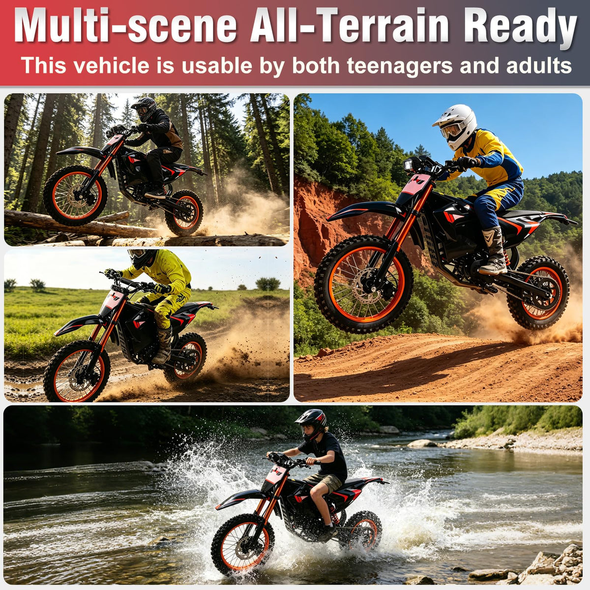 Electric Dirt Bike for Adults, 60V 28.8Ah, 4500W Peak Motor Full Suspension