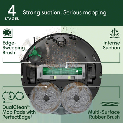 iRobot Roomba Plus 505 Combo Robot Vacuum & Mop with AutoWash Dock - Extending Spinning Mop Pads, Self-Empties, Pad Wash & Heated Drying, Self-cleaning, Recognizes & Avoids Obstacles, LiDAR Navigation