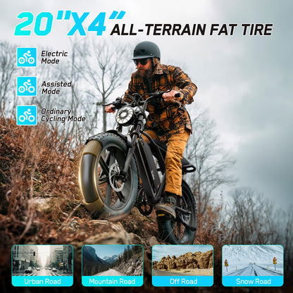 TST Electric Bike for Adults, 48V 15Ah Battery, 1500W Peak Motor, Fat Tire