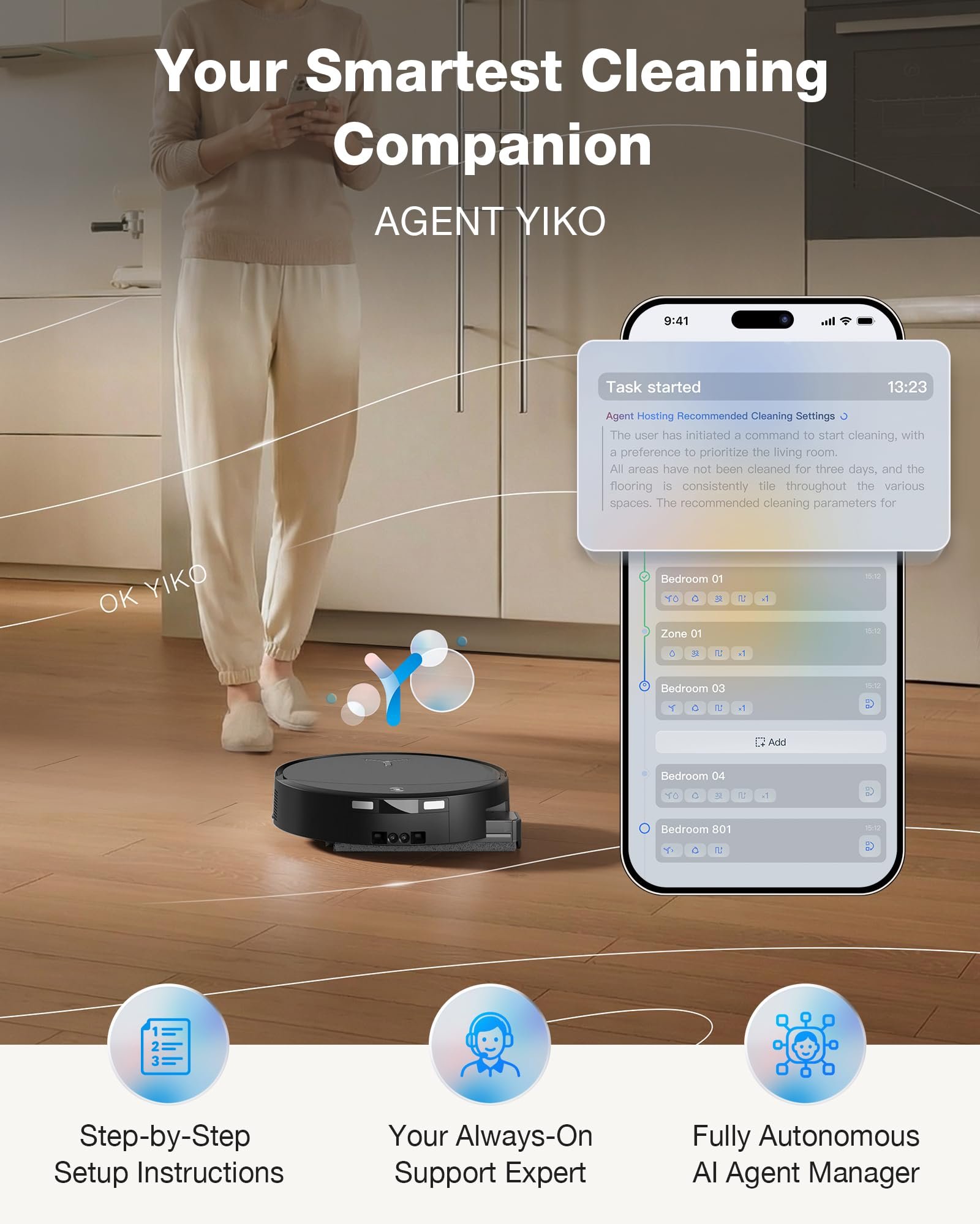 ECOVACS DEEBOT T90 PRO Omni Robot Vacuum and Mop, 30000Pa Blast Suction