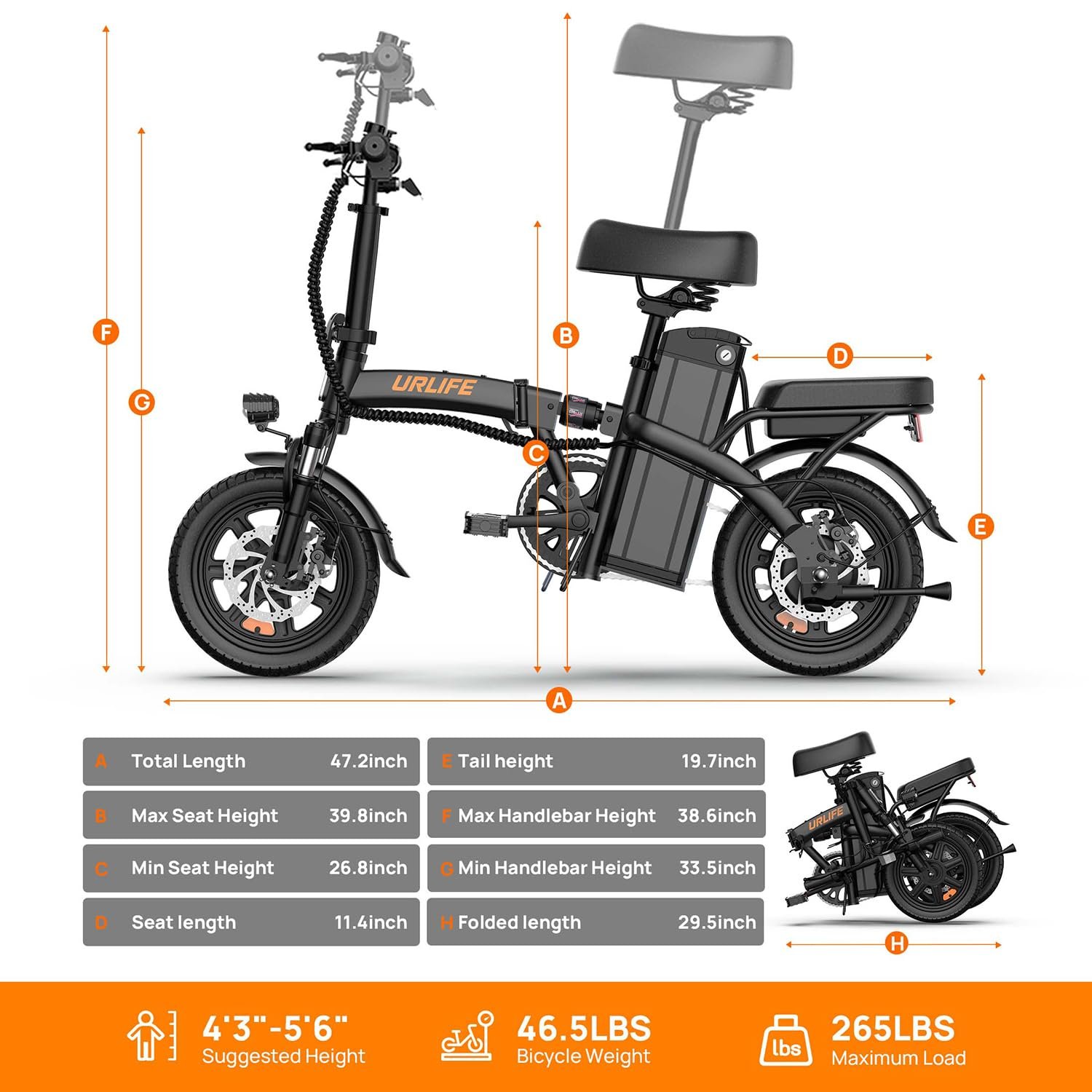URLIFE 500W Folding Electric Bike