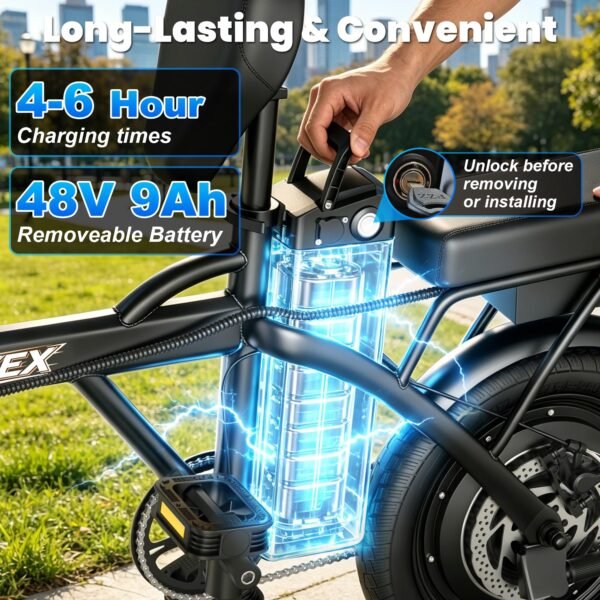Folded HQYEX e-bike for storage