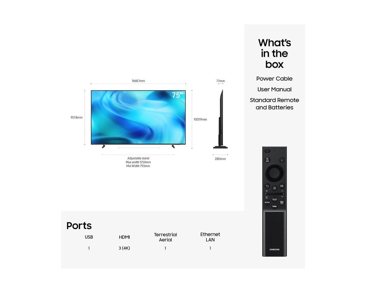 Samsung UE75U8020H 75" Crystal UHD U8020H 4K Vision AI Smart TV - Image 2